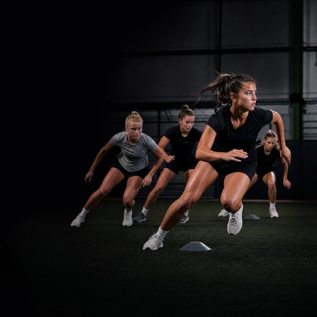 Athletes training change of direction and agility as a team